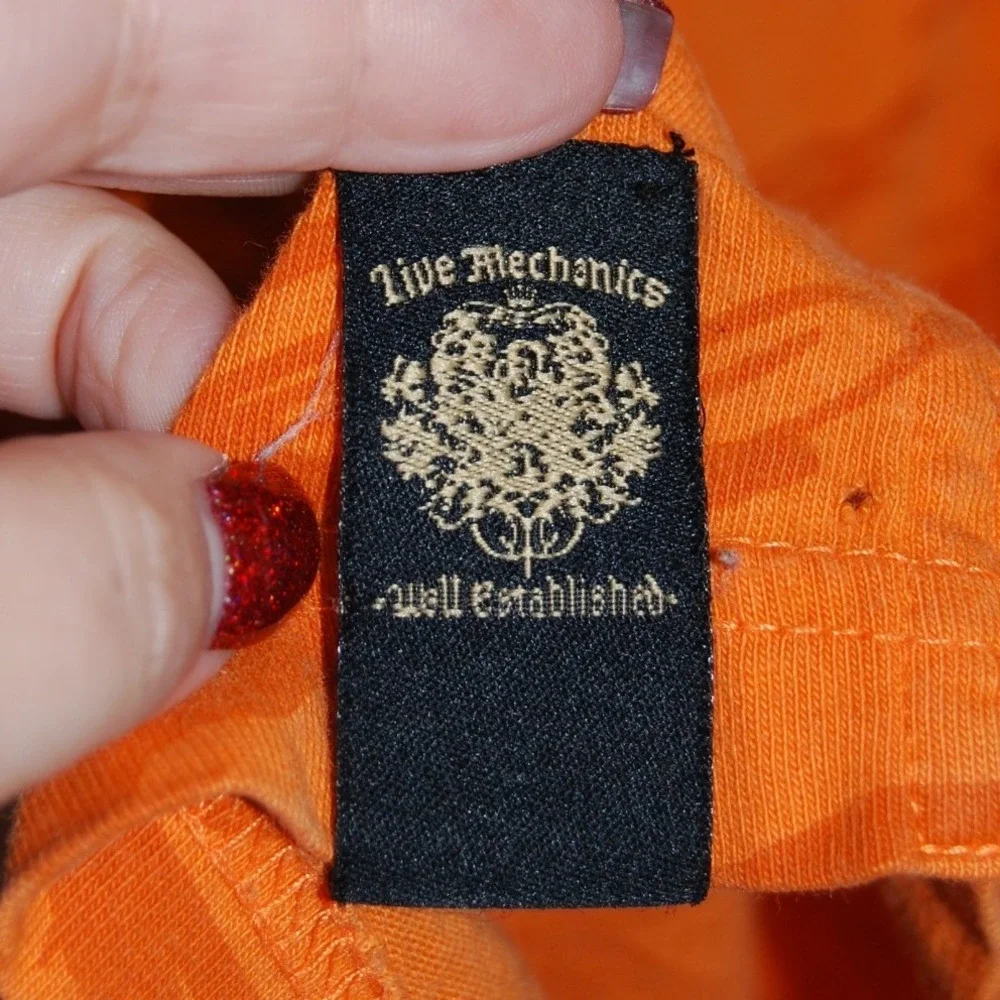 Y2K polo Shirt Men's Size‎ 3XL Live Mechanics AOP Embroidered Absract Streetwear